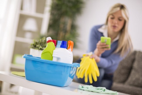 Local technician assessing a stain in a Harringay flat
